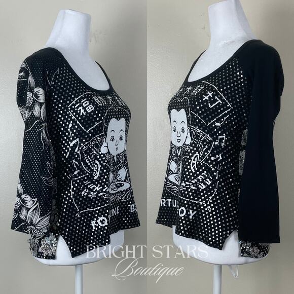 Extremely Rare Fortune Boy Top ASO Lorelai Gilmore Girls 3/4 Sleeve Y2K Graphic - Picture 6 of 8